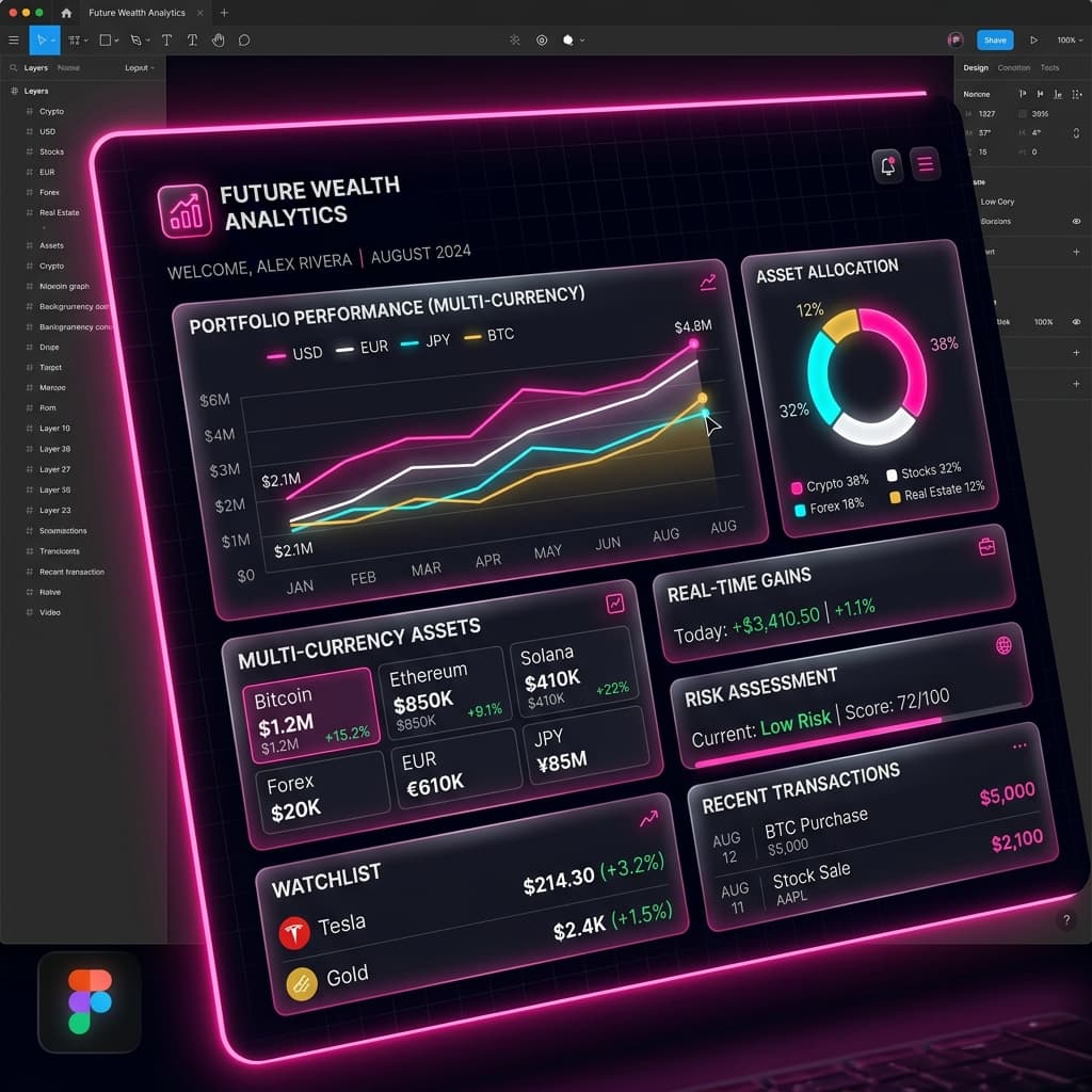 FinTrack Wealth Dashboard UI mockup